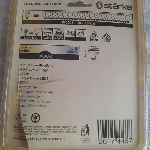 4 pack 6 watt 350 lumens LED downlight GU10 by Starke - Picture 2 of 3